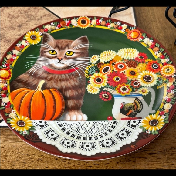 PUMPKIN CAT by THADDEUS KRUMEICH. COLLECTORS PLATE. UNCLE TADS HOLIDAY CATS - Picture 5 of 9